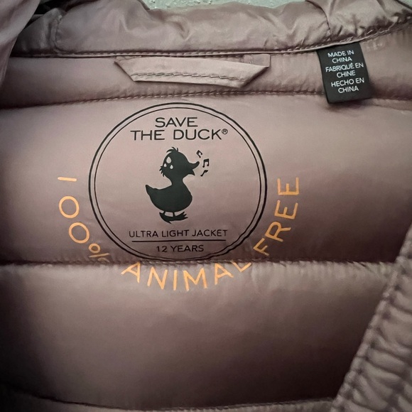 SAVE THE DUCK GIRLS' ANIMAL FREE PUFFER JACKET BIBI IN MISTY ROSE Size 12 - Picture 4 of 8